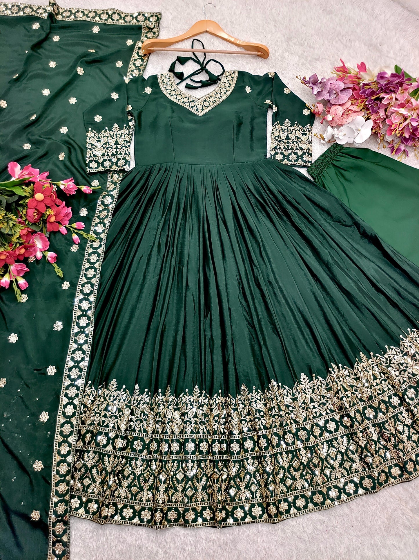 Robe indienne vert & doré