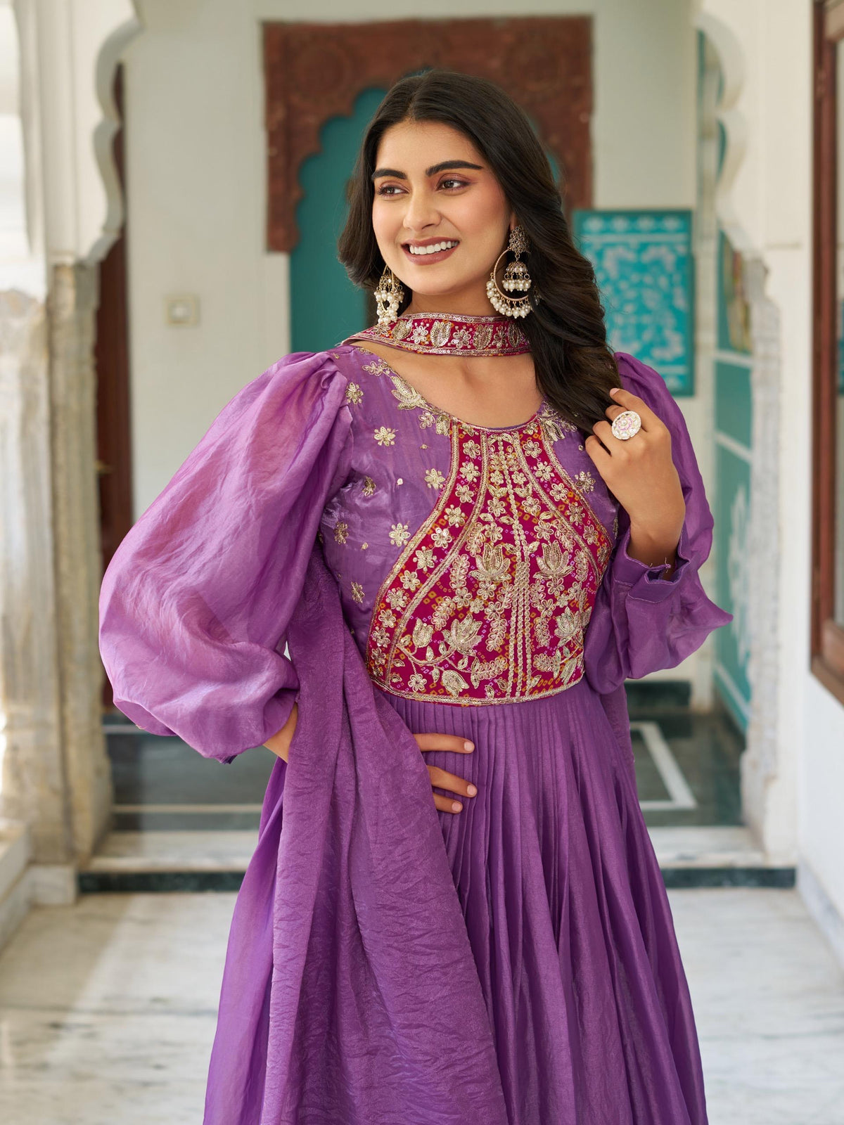 Robe mauve & rouge