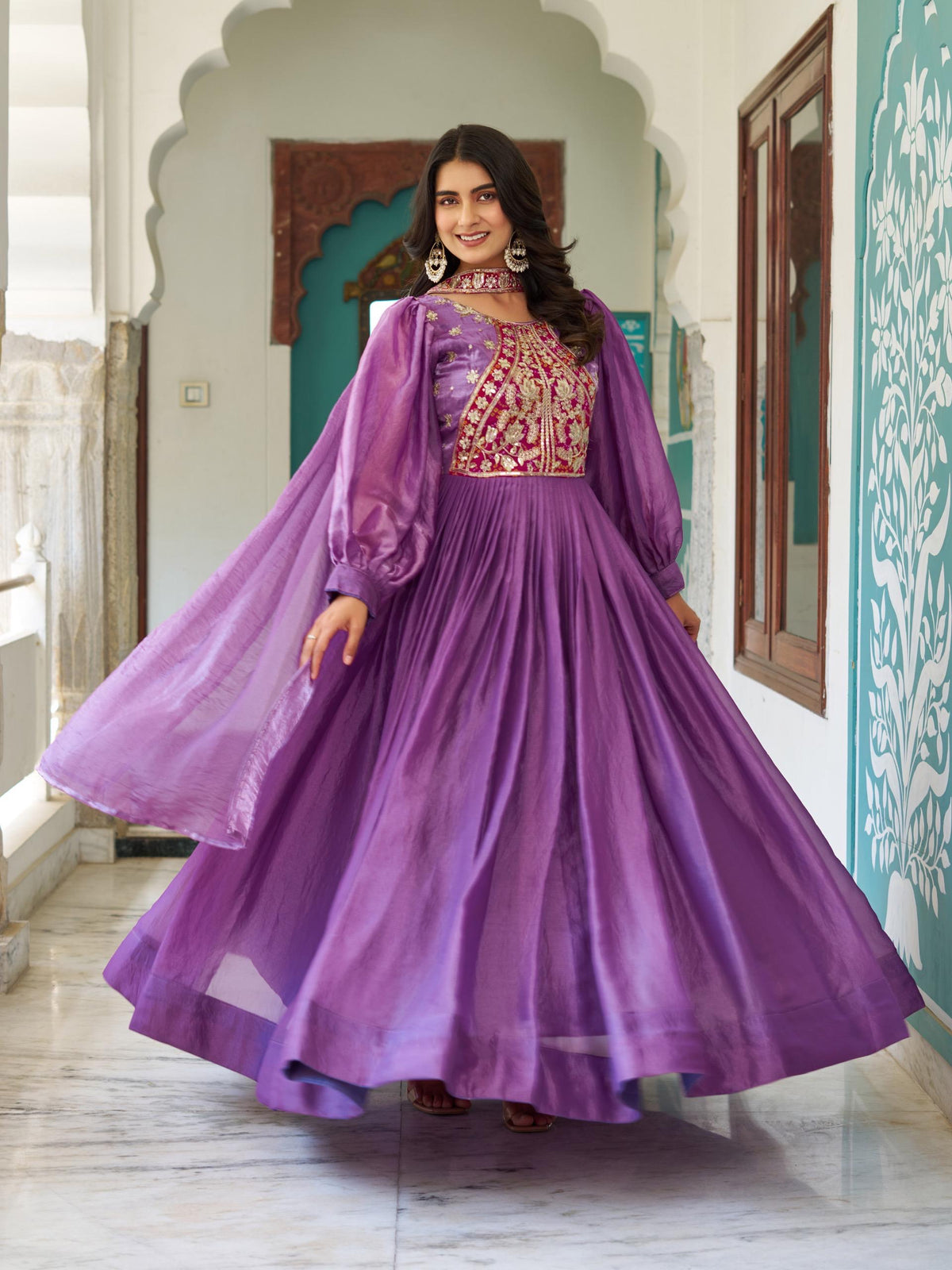 Robe mauve & rouge