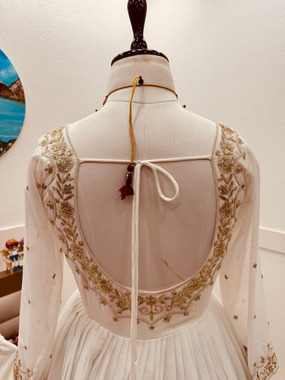 Robe indienne blanc cassé & doré