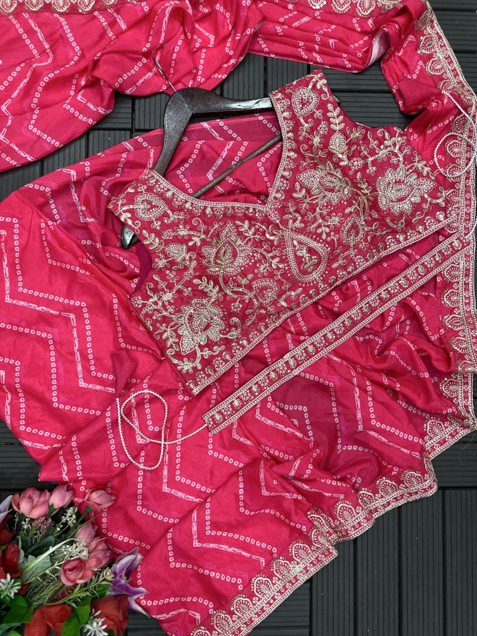 Saree prêt à porter rose