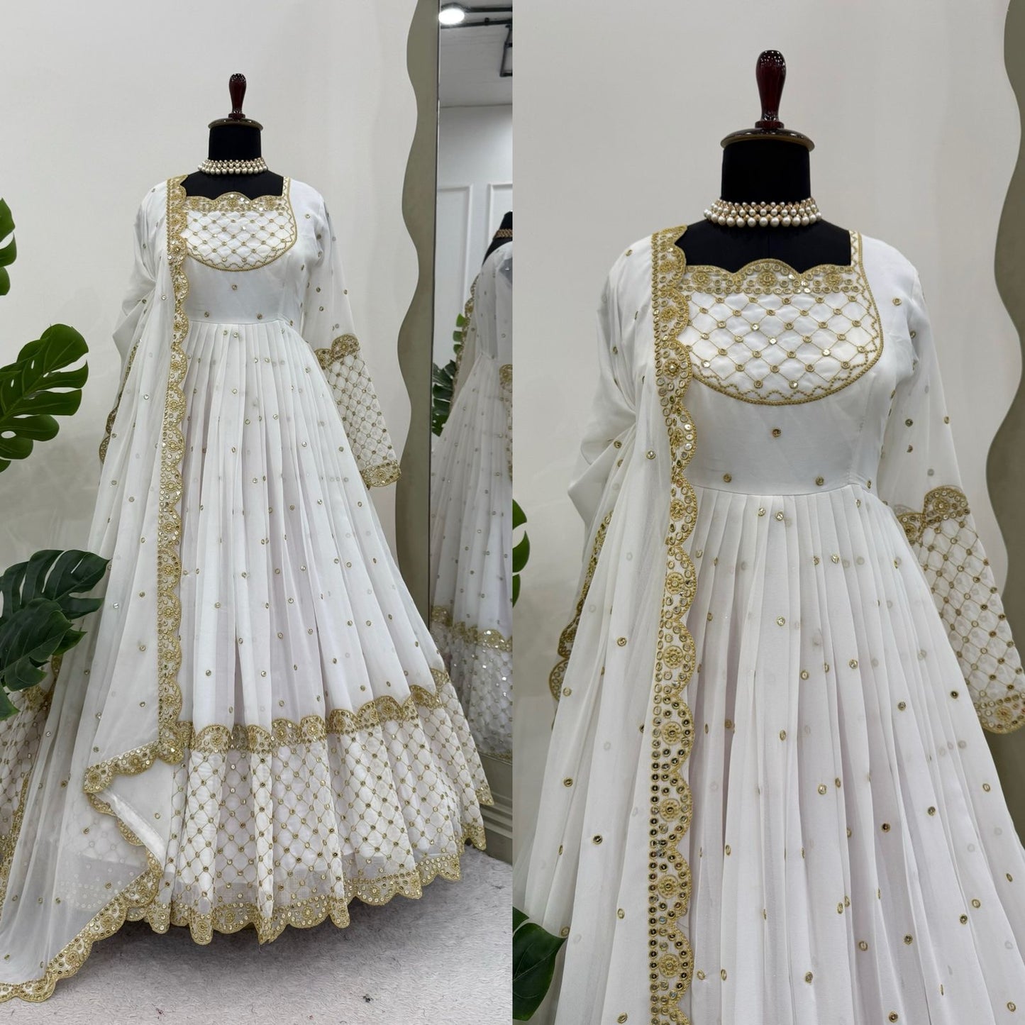 Robe indienne blanc & doré