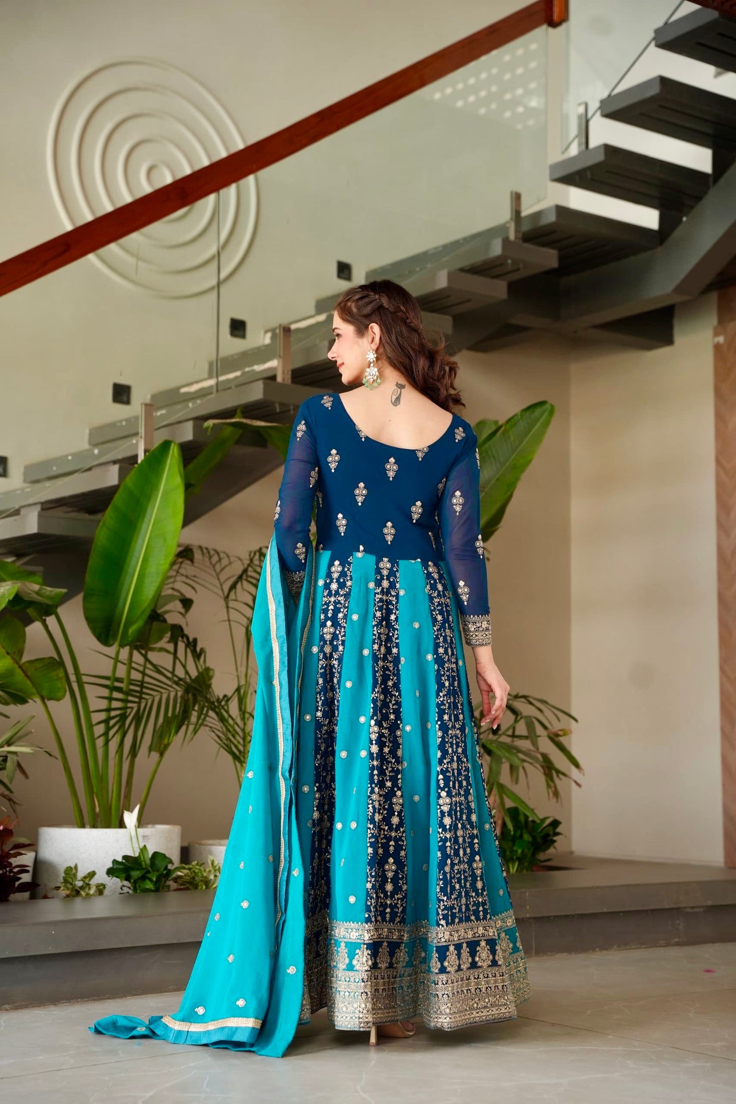 Robe bi-ton bleu & doré