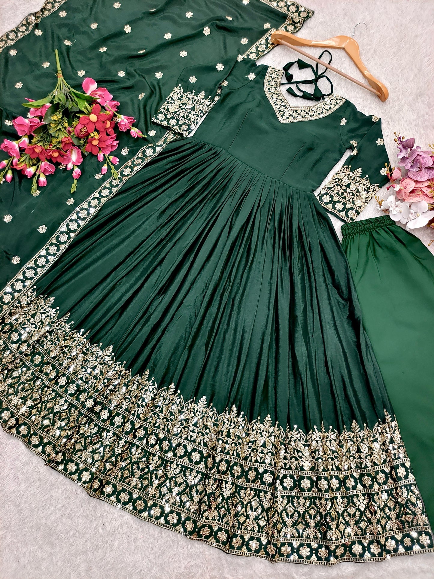 Robe indienne vert & doré