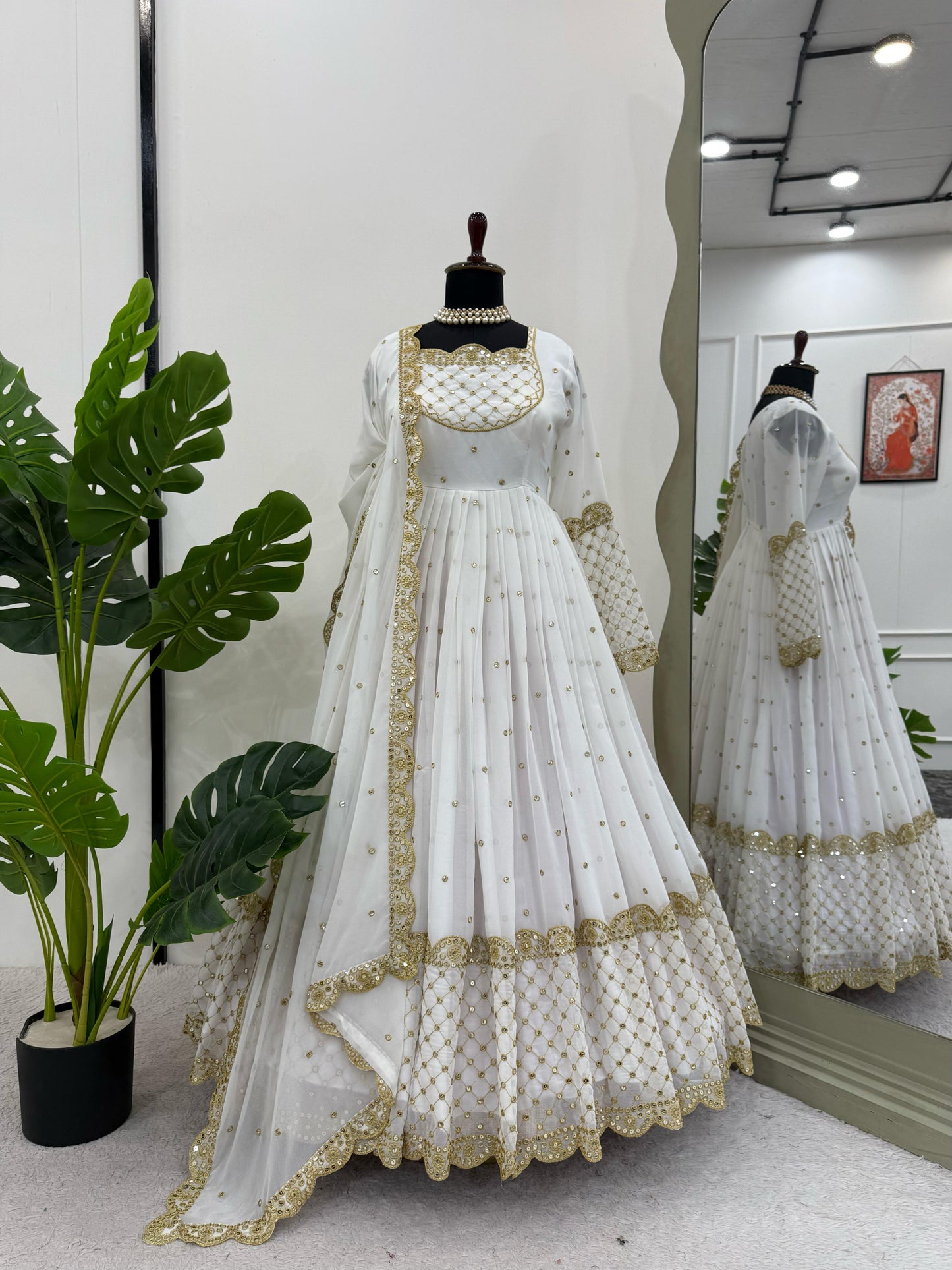 Robe indienne blanc & doré