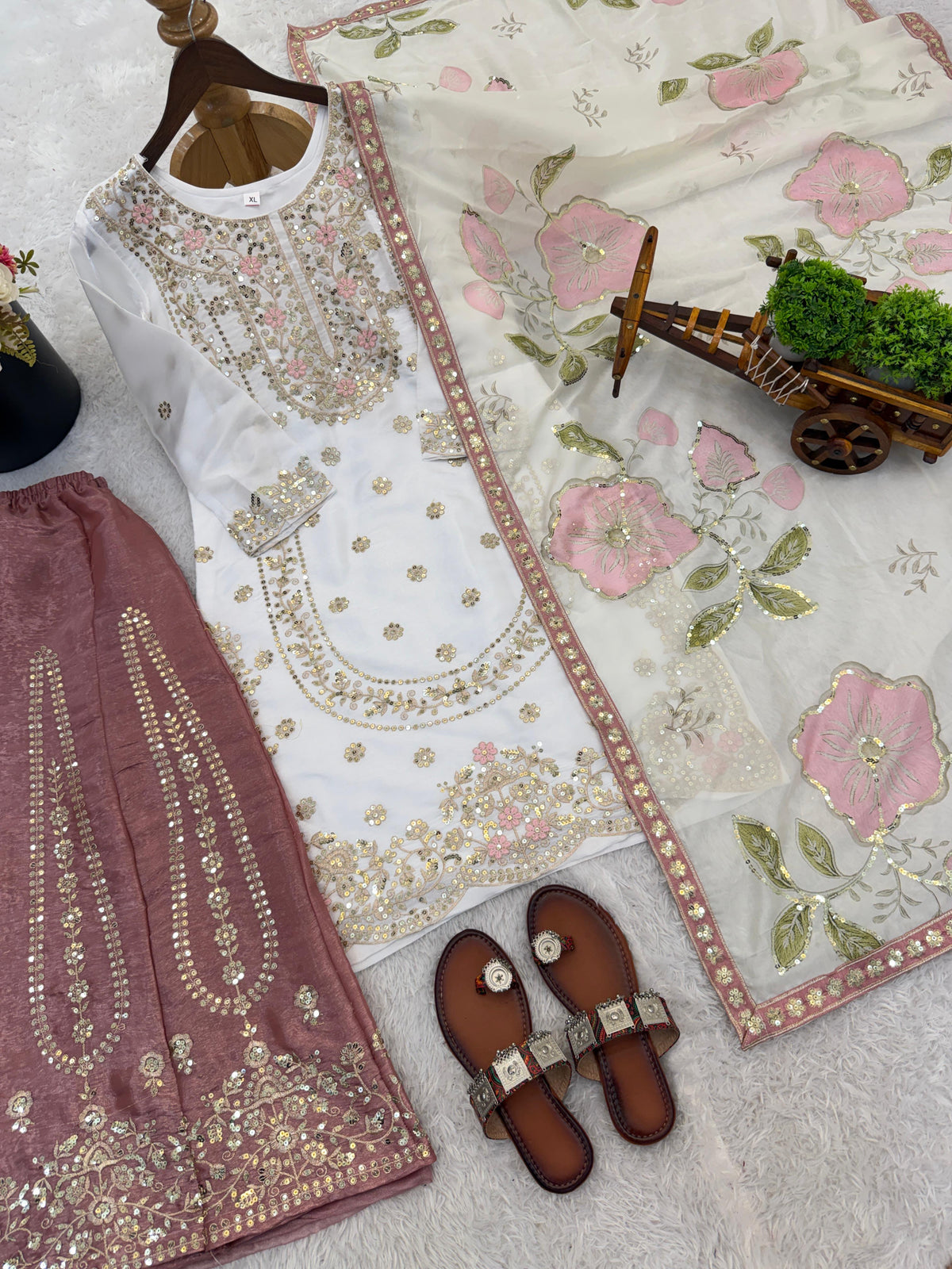 Ensemble palazzo blanc, rose & doré