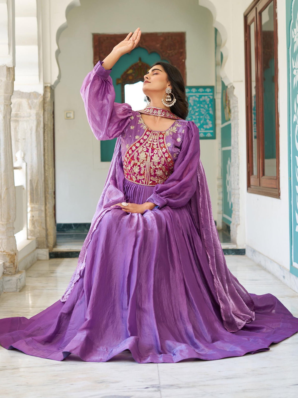 Robe mauve & rouge