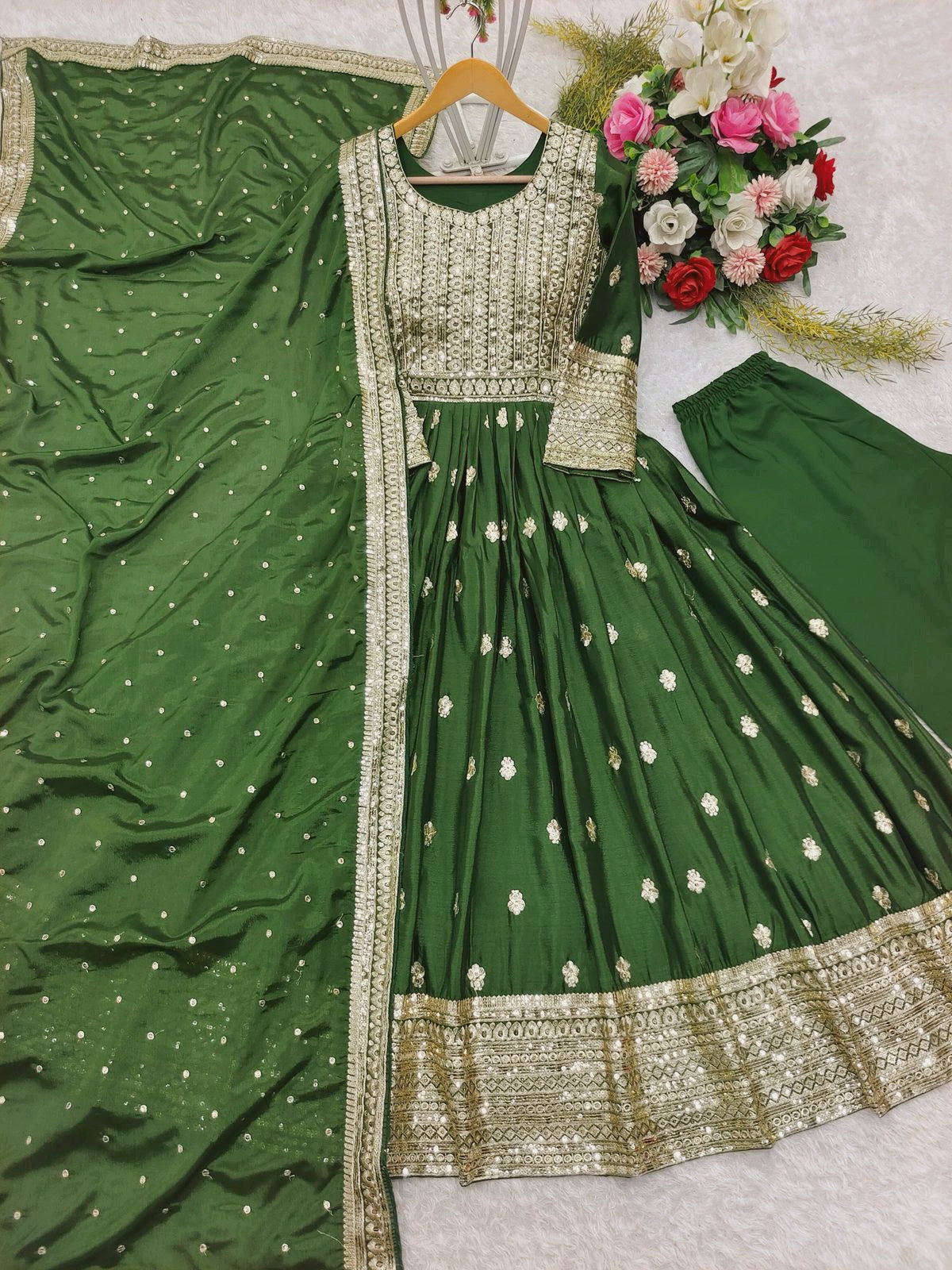 Robe indienne vert & doré
