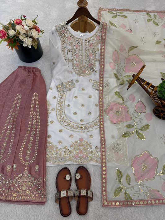 Ensemble palazzo blanc, rose & doré