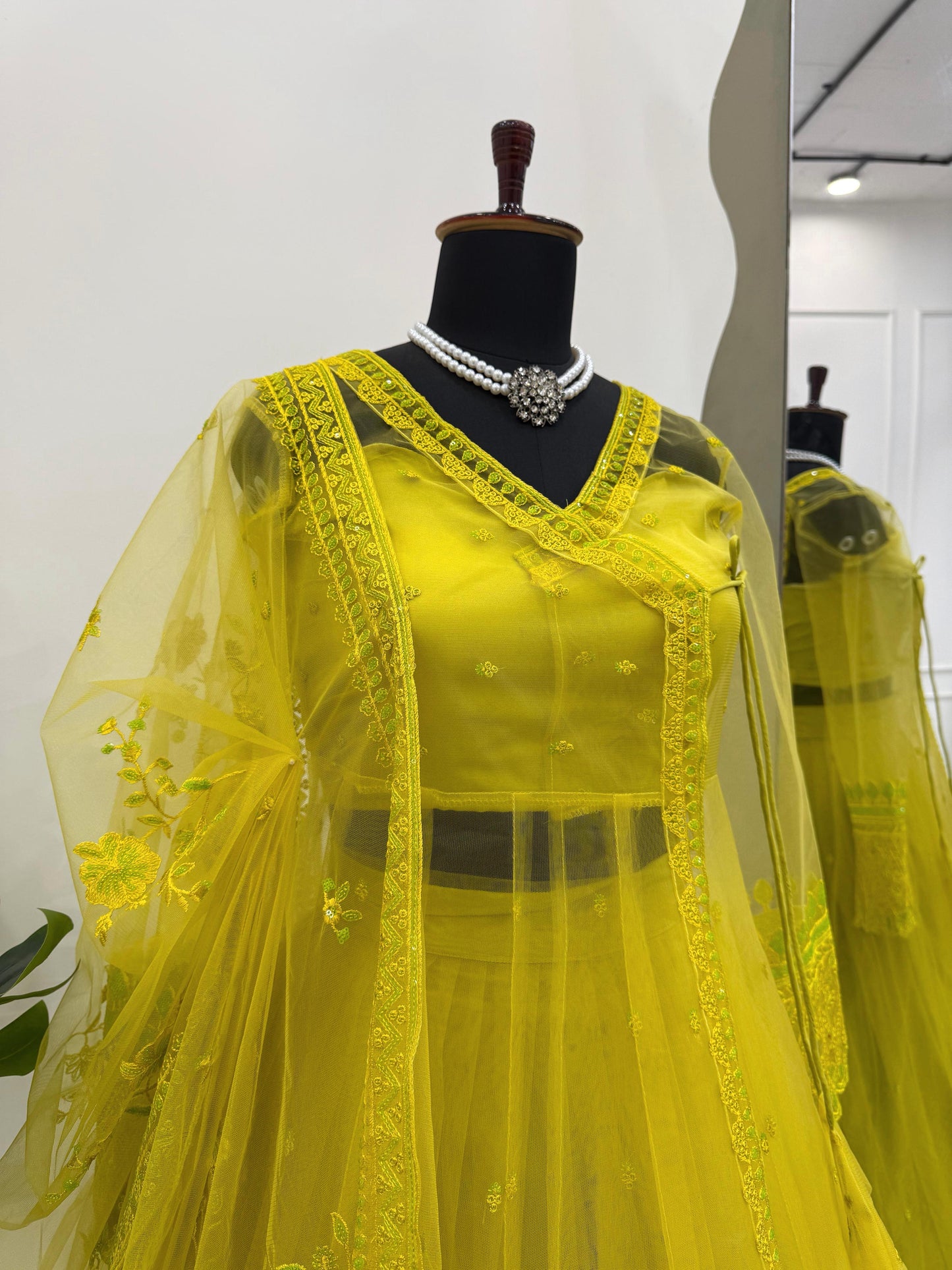 Lehenga en tulle vert