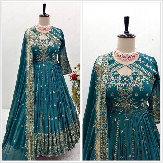 Robe indienne bleu & doré