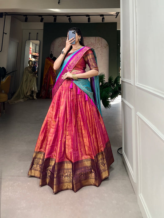 Lehenga design rose & bleu