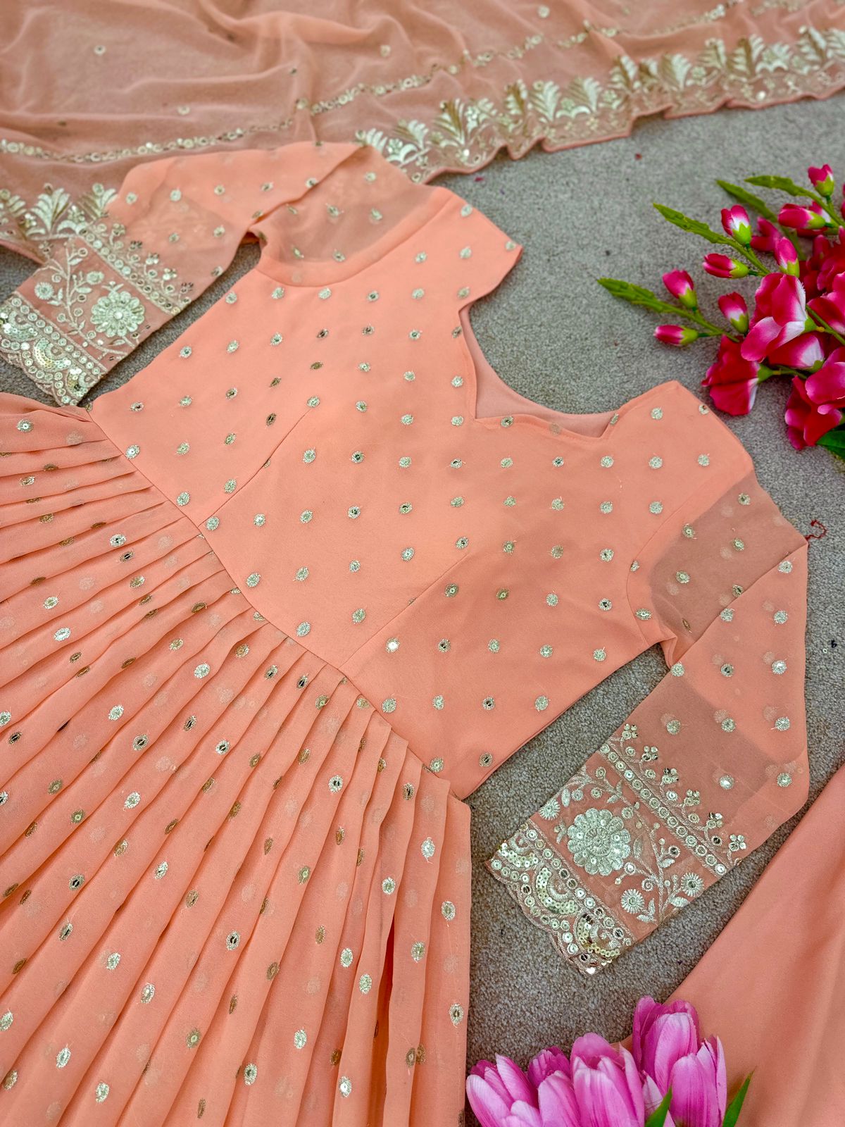 Robe indienne corail & doré