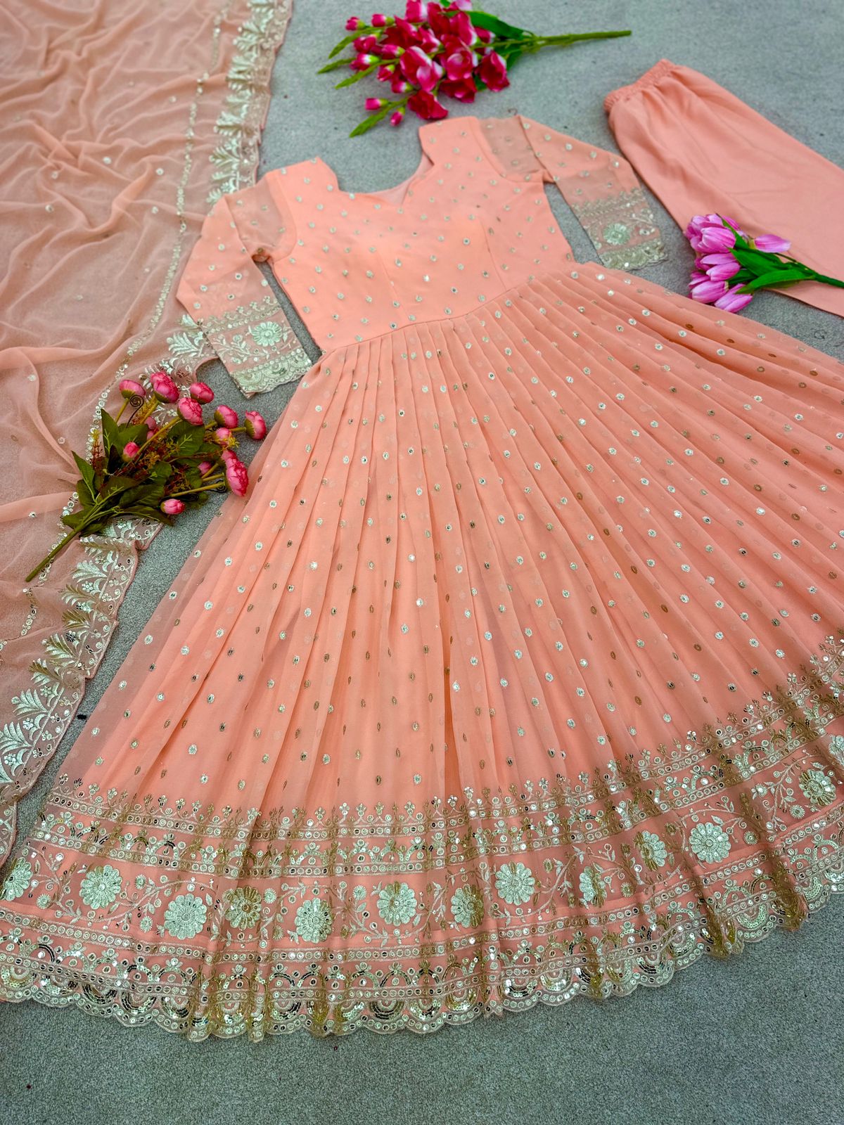 Robe indienne corail & doré