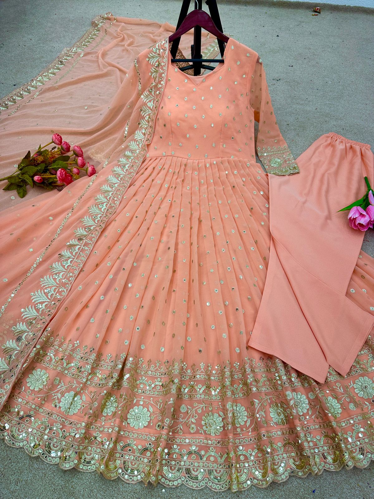 Robe indienne corail & doré