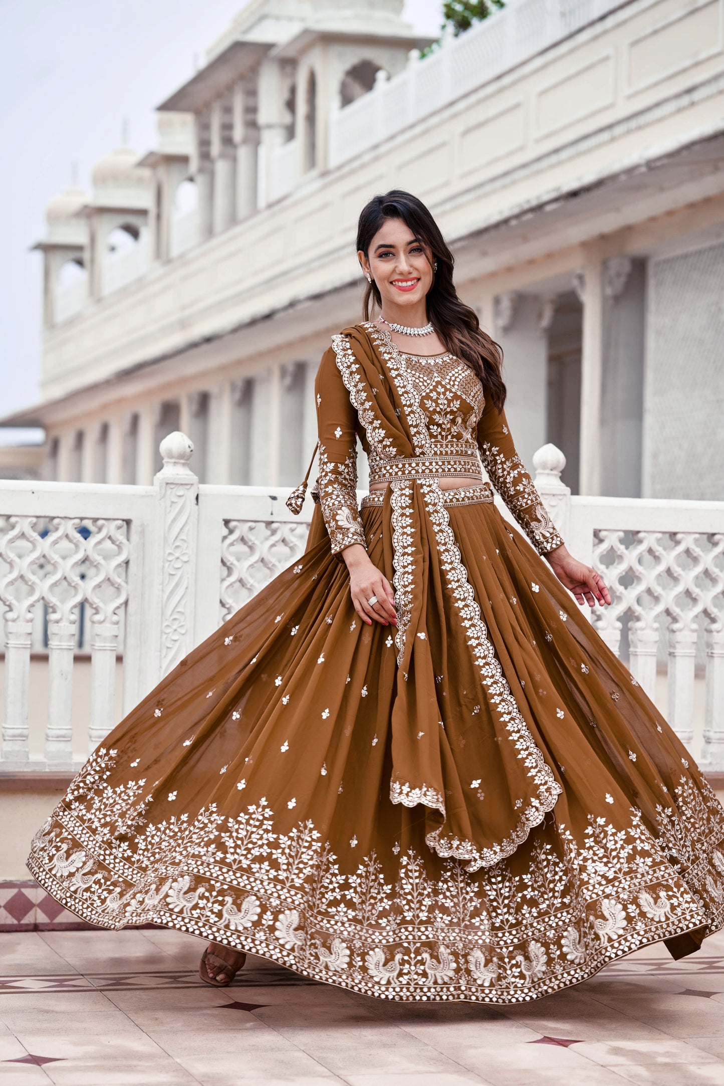 Lehenga marron noisette