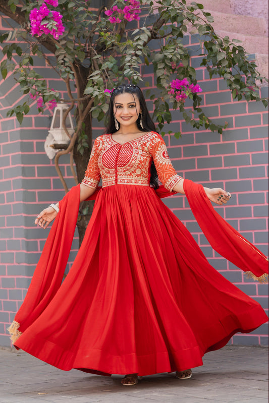 Robe indienne rouge & doré