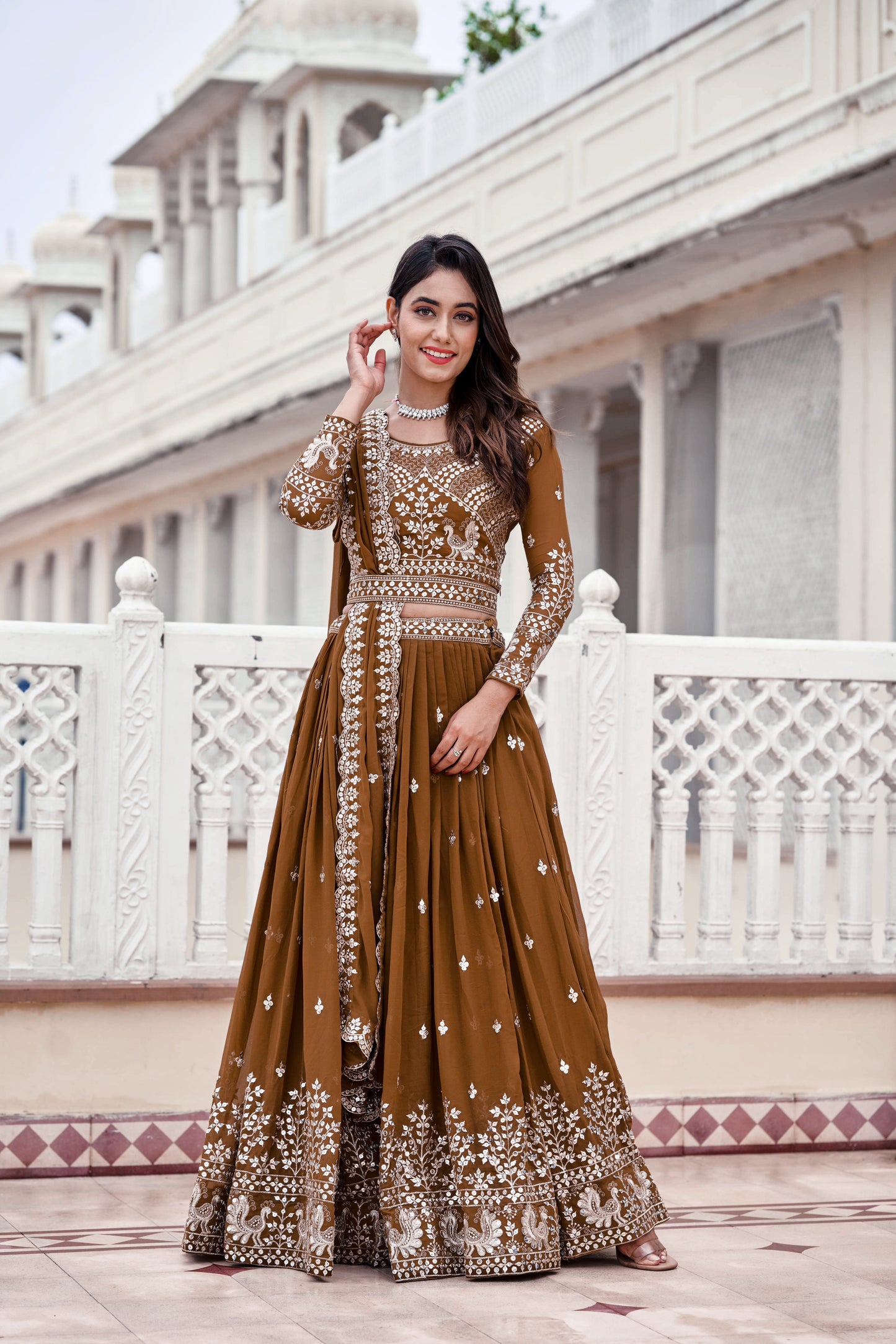 Lehenga marron noisette