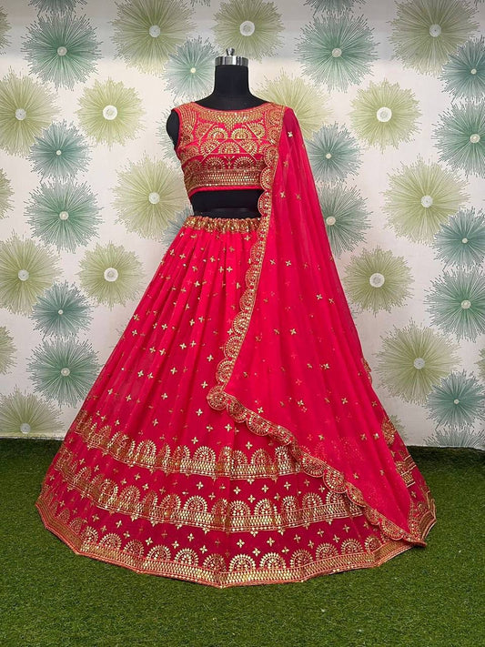 Lehenga rose & doré