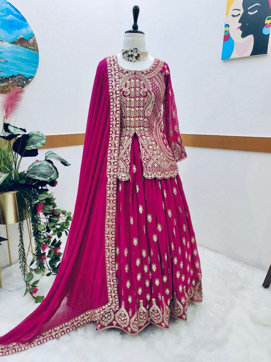 Lehenga rose & doré