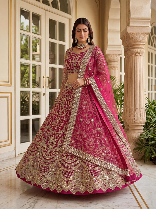 Lehenga habillé rose & doré