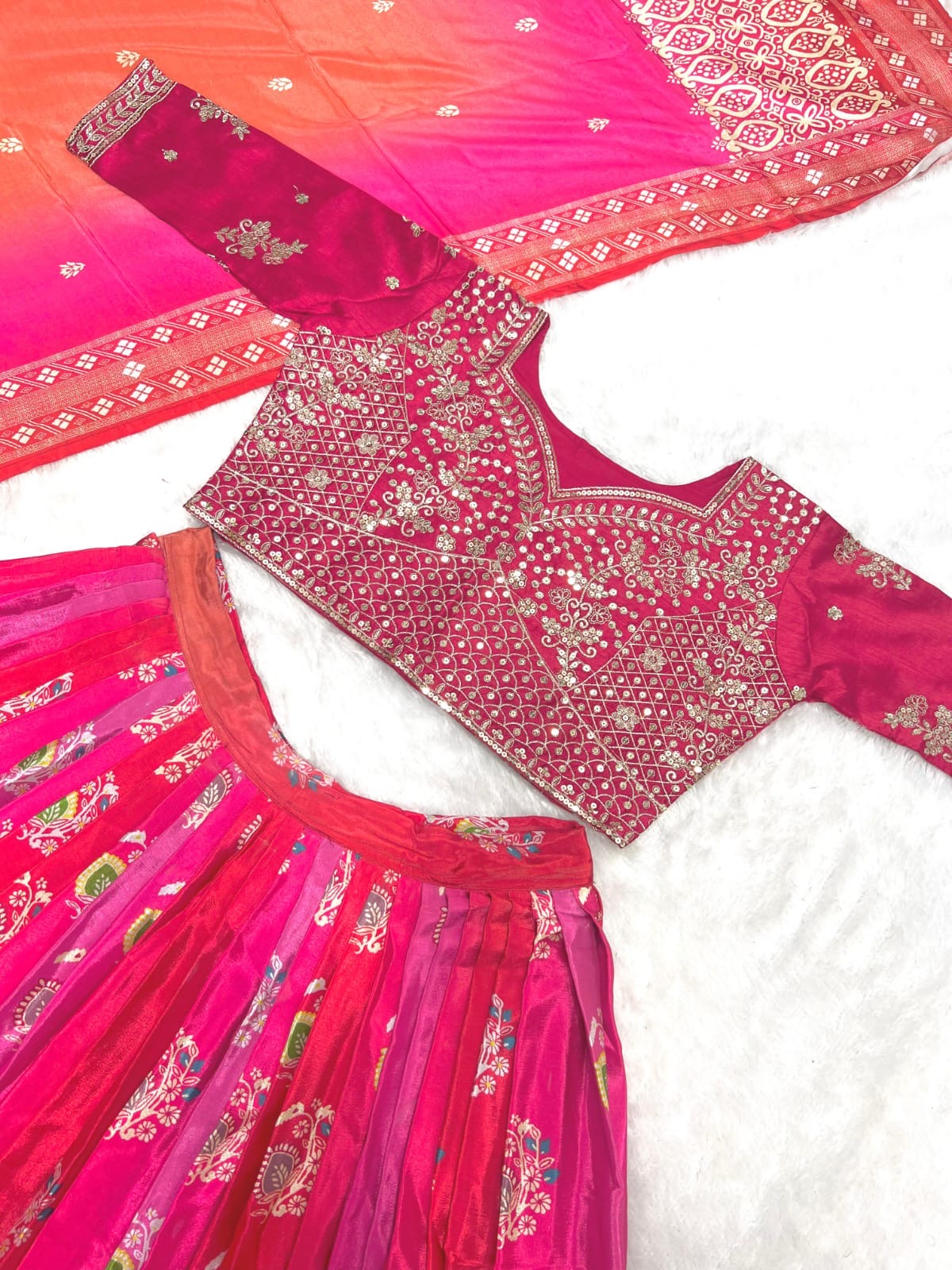 Lehenga rose & doré