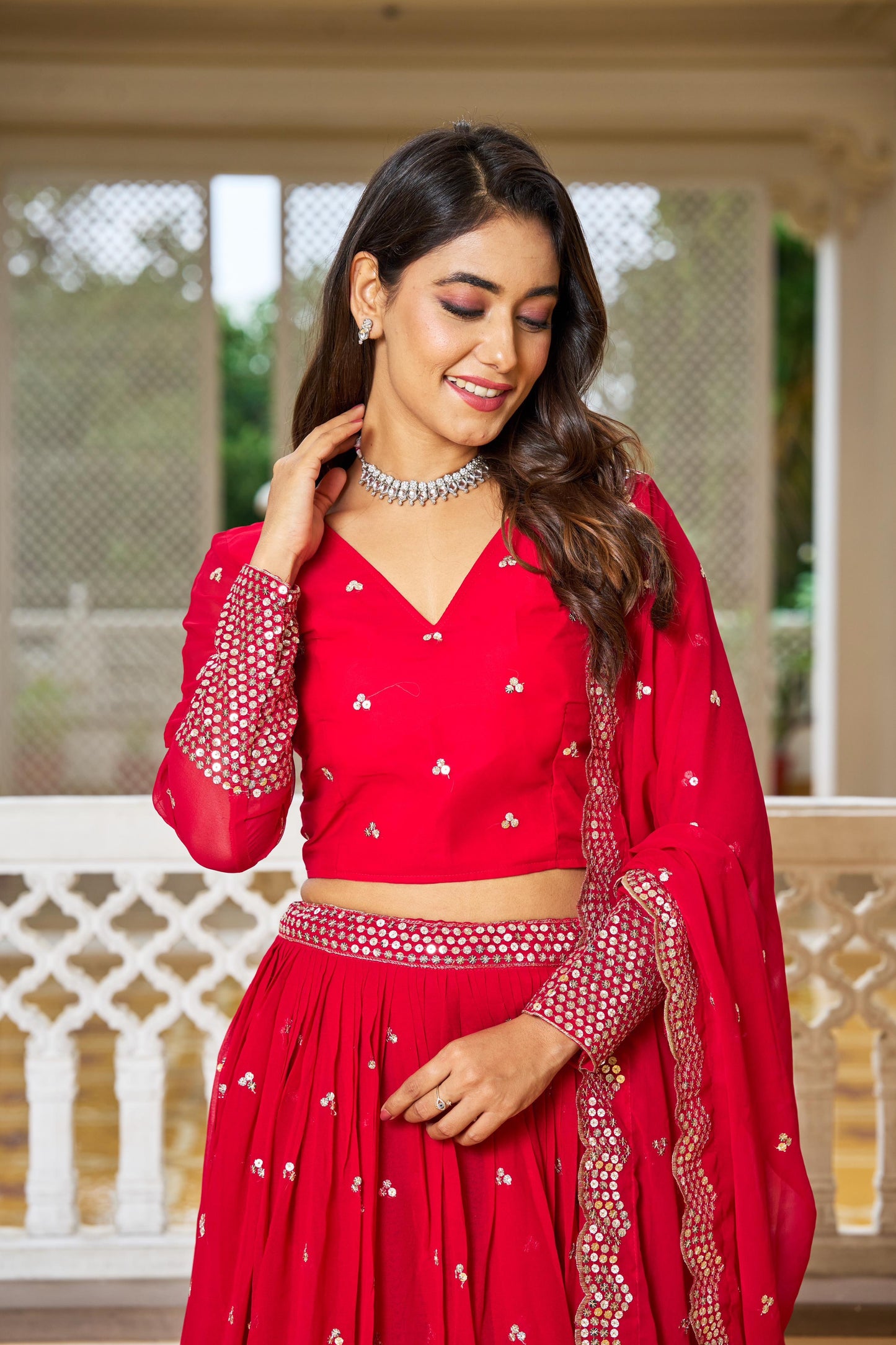 Lehenga rouge