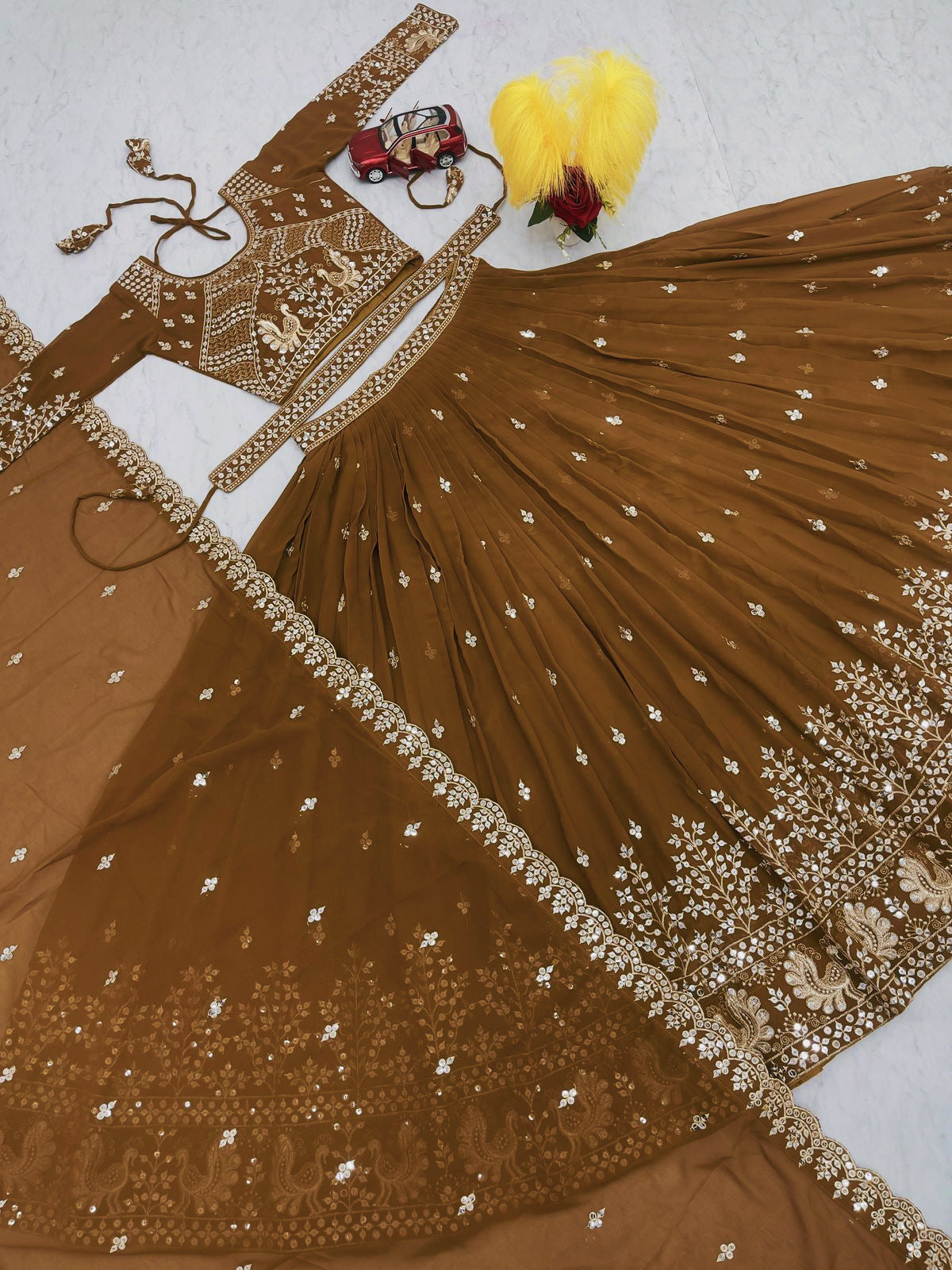 Lehenga marron noisette