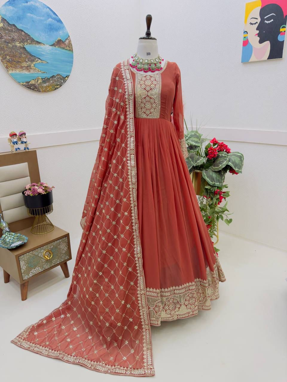 Robe indienne terracotta & doré