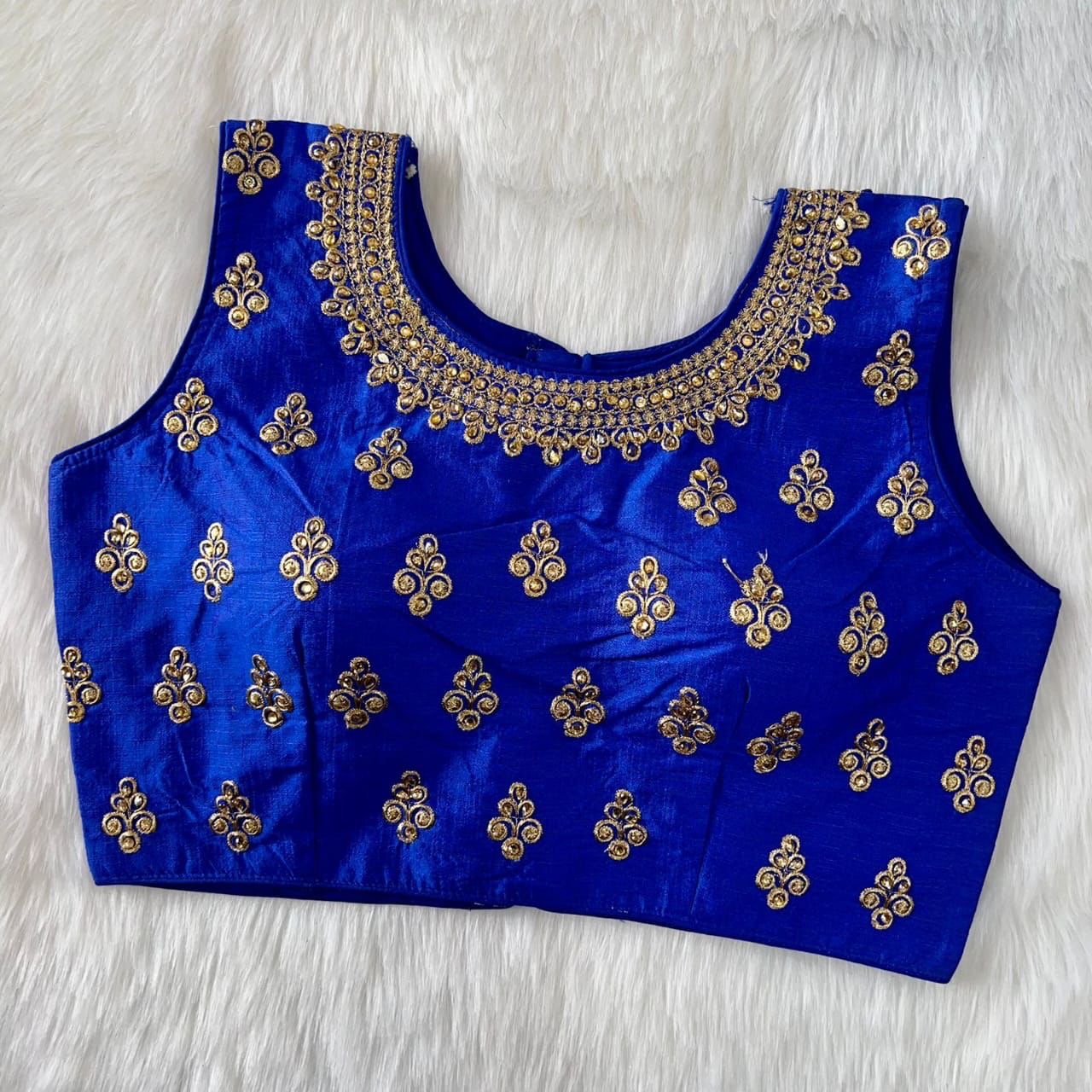 Choli bleu royal & doré