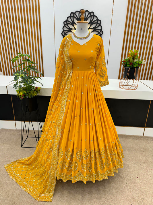 Robe jaune moutarde & doré