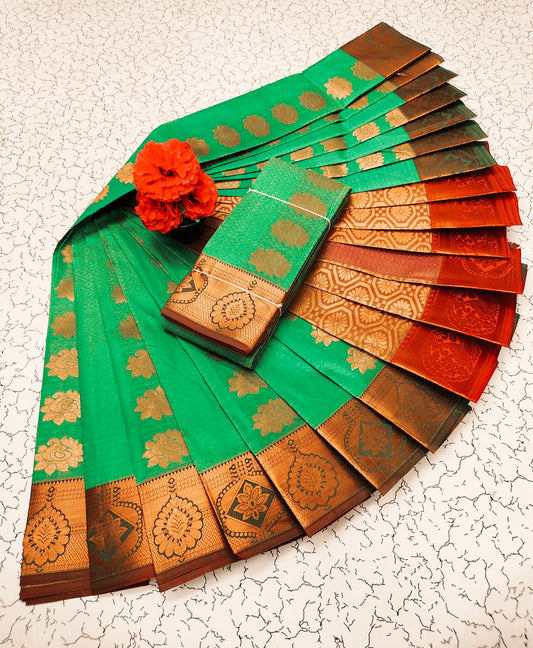 Saree vert & doré