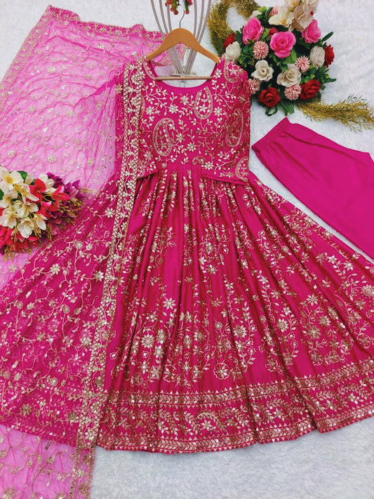 Robe indienne fuchsia & doré