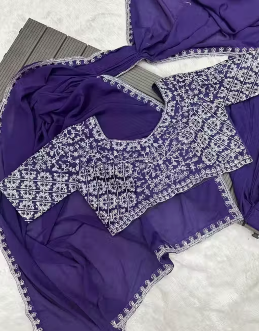 Saree prêt à porter mauve