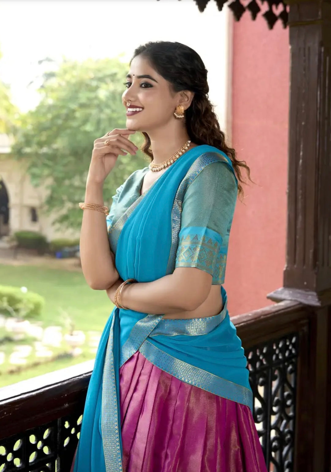 Lehenga rose & bleu