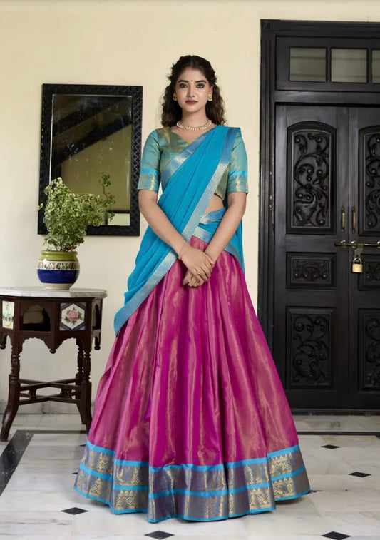 Lehenga rose & bleu