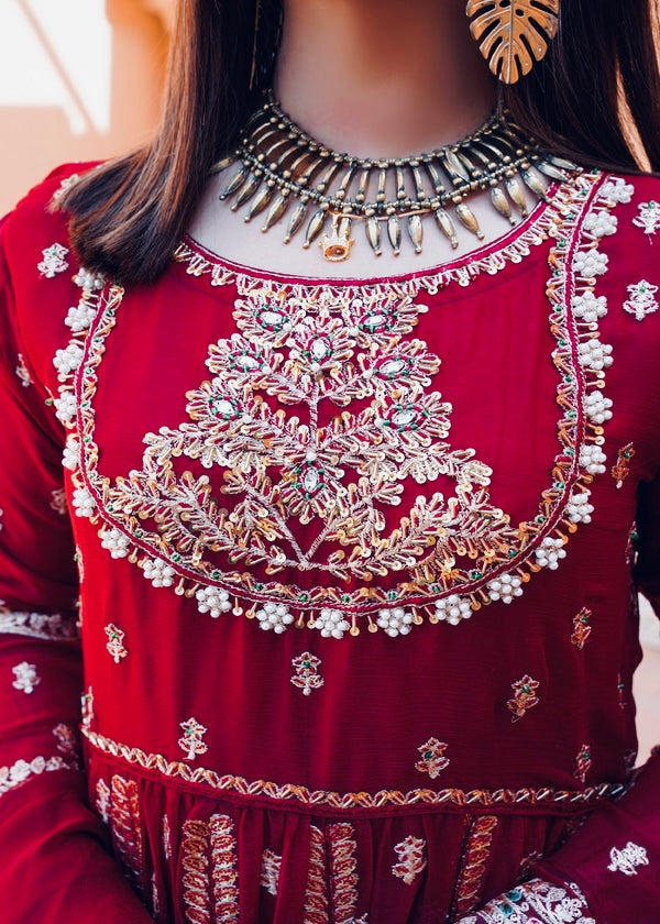 Robe rouge bordeaux & doré