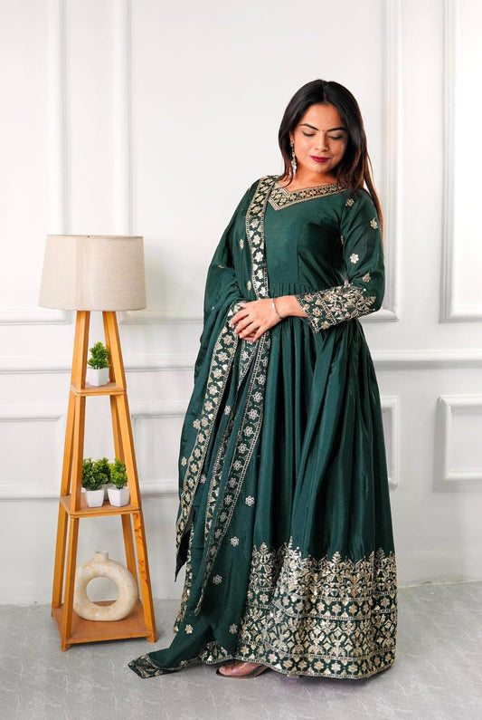 Robe indienne vert & doré