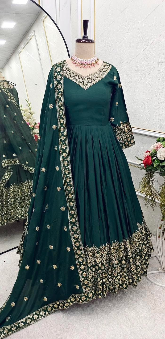 Robe indienne vert & doré