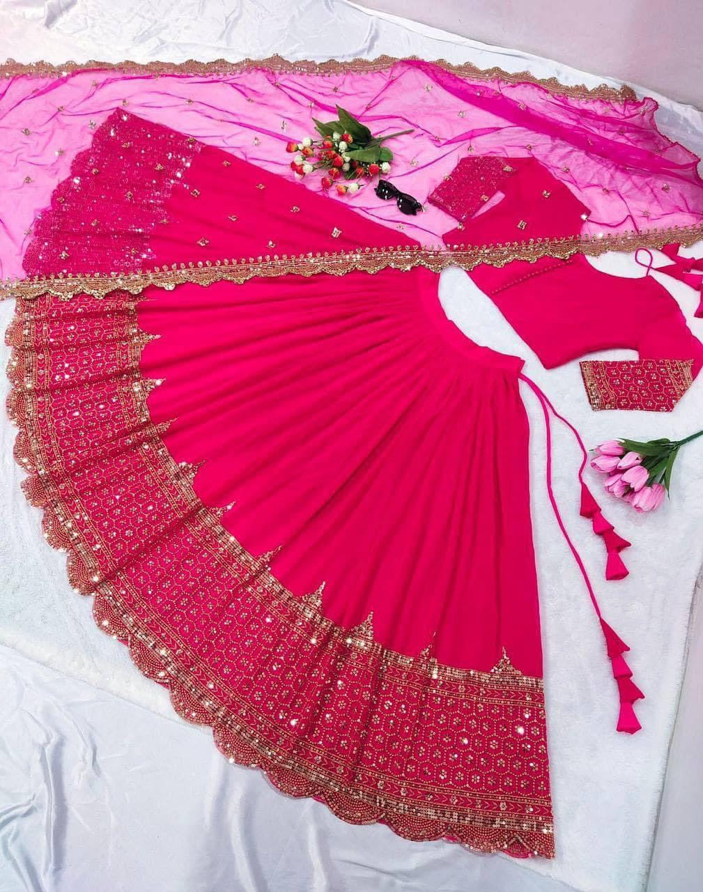 Lehenga rose & doré