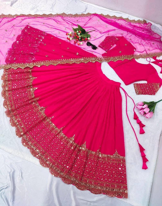 Lehenga rose & doré