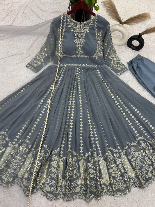 Robe indienne gris & doré