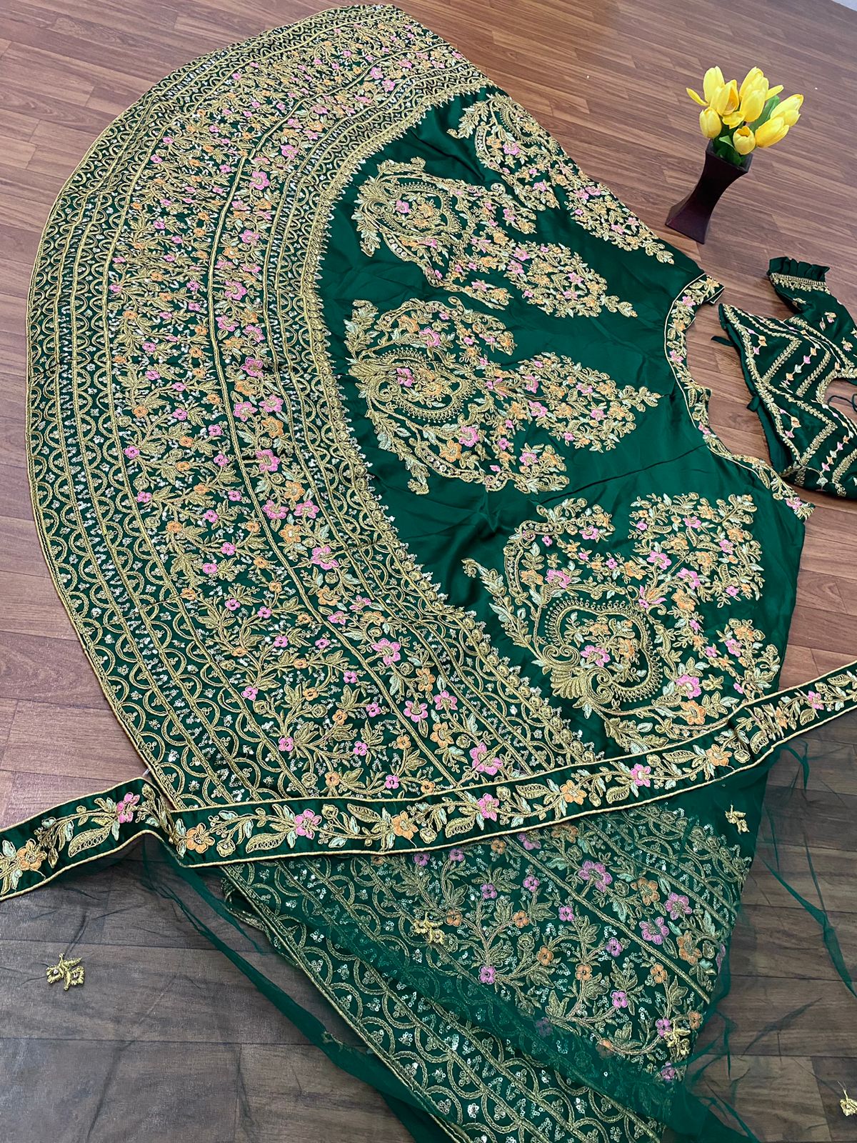 Lehenga vert & doré