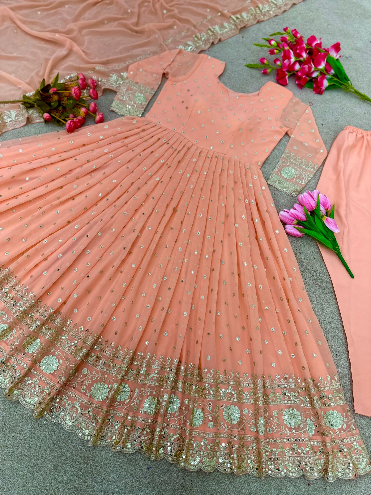 Robe indienne corail & doré