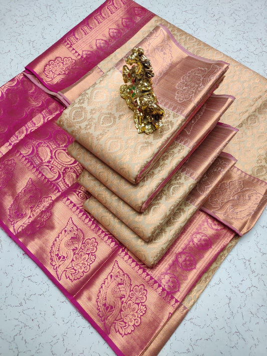 Kanchipuram beige & rose