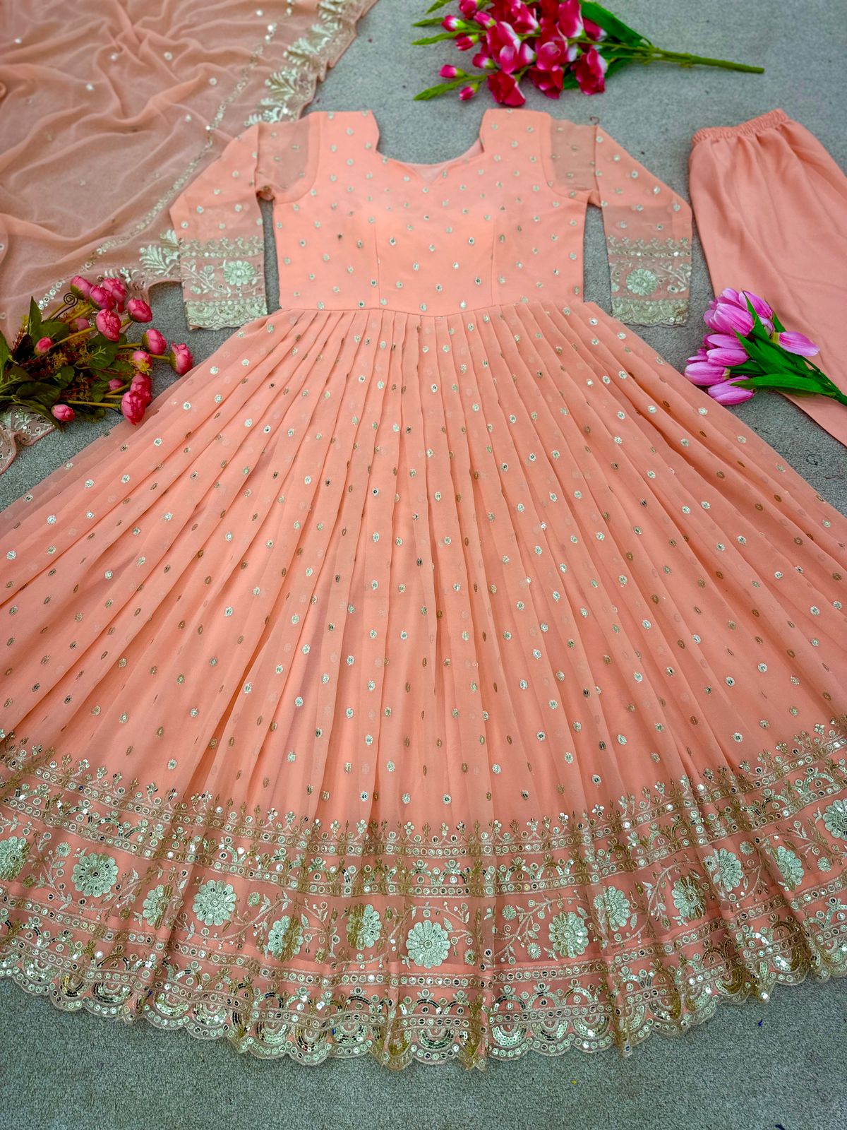 Robe indienne corail & doré