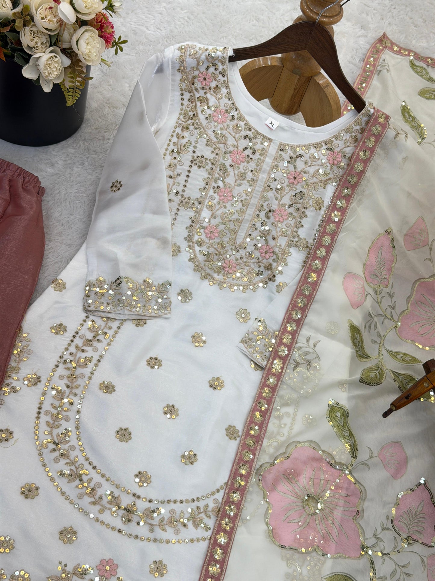 Ensemble palazzo blanc, rose & doré