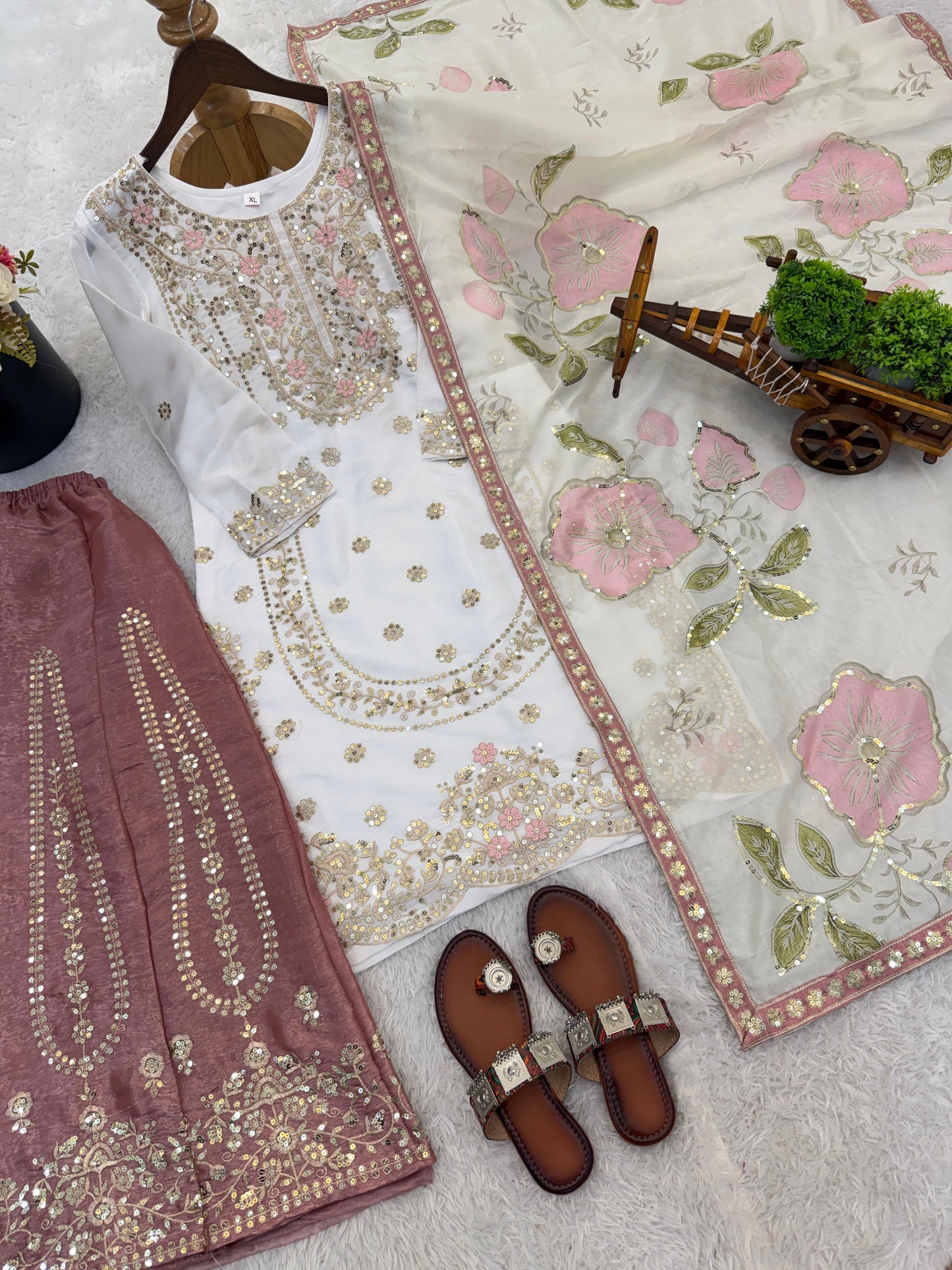 Ensemble palazzo blanc, rose & doré