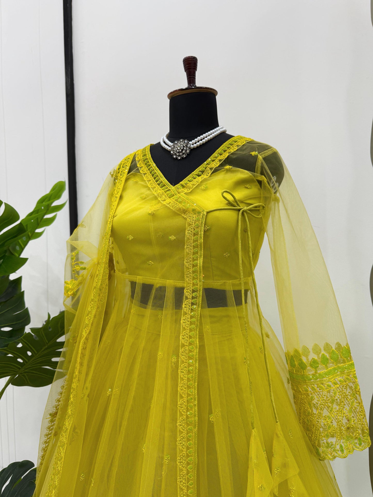Lehenga en tulle vert