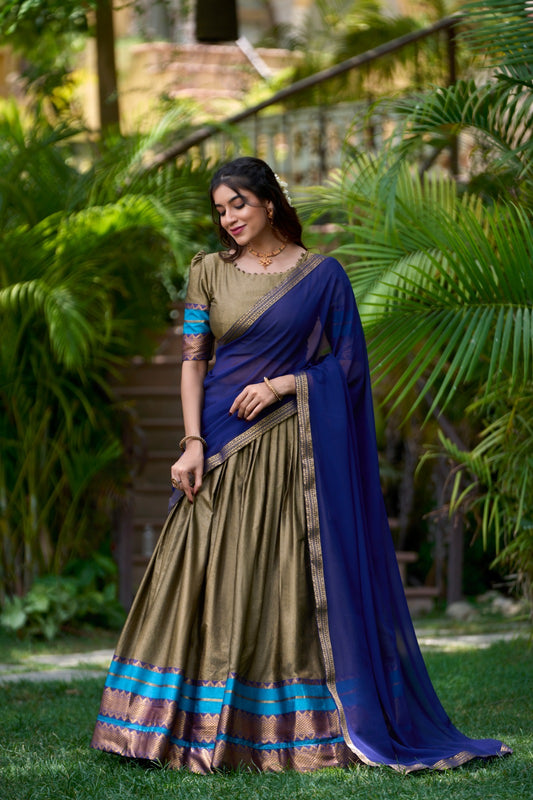 Lehenga gris & bleu